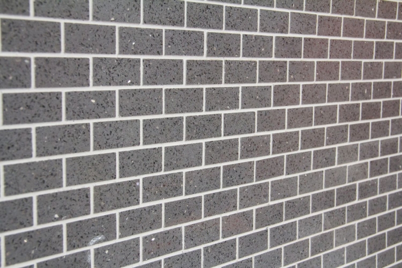 Muestra de mano mosaico azulejo backsplash cuarzo compuesto piedra artificial Ladrillo Artifical gris MOS46-0204_m