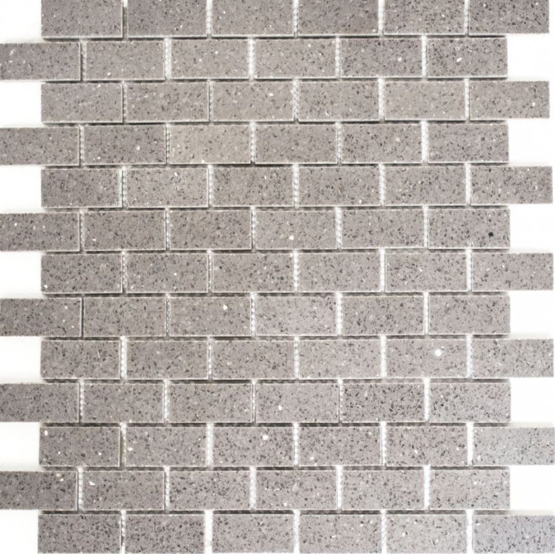 Muestra de mano mosaico azulejo backsplash cuarzo compuesto piedra artificial Ladrillo Artifical gris MOS46-0204_m