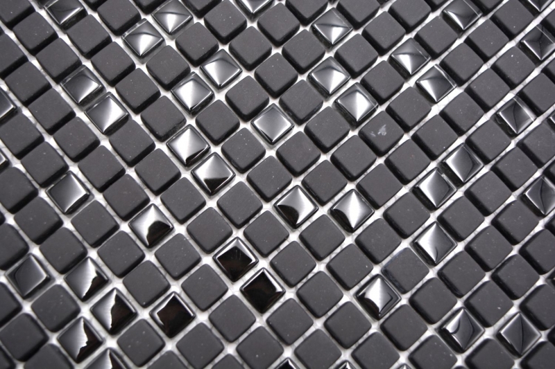 Muestra de mano azulejo mosaico ECO Reciclaje GLAS Esmalte vidrio negro mate MOS140-01B_m