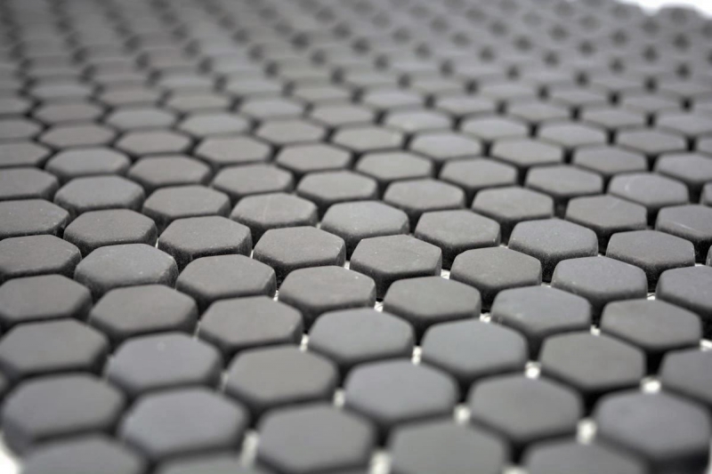 Muestra de mano mosaico ECO Reciclaje GLAS Hexágono Esmalte gris-marrón mate MOS140-HX15G_m