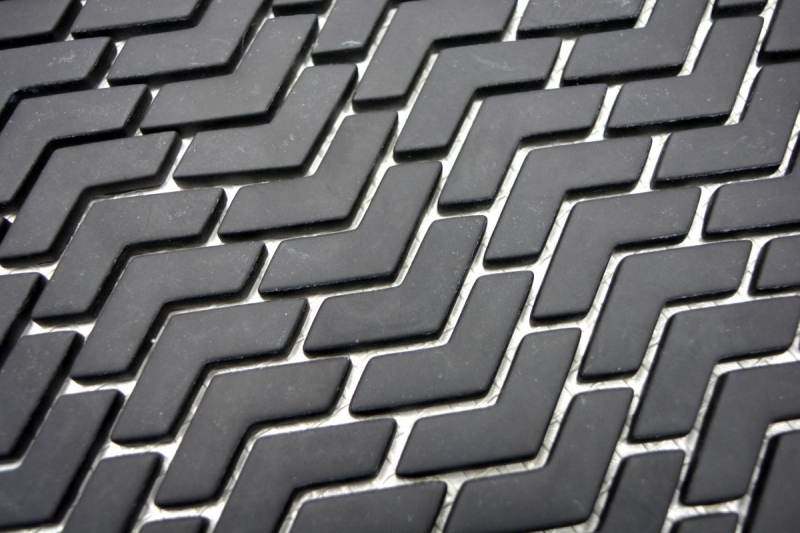 Muestrario de mano mosaico ECO Reciclaje VIDRIO espiga esmalte negro mate MOS140-HB31B_m