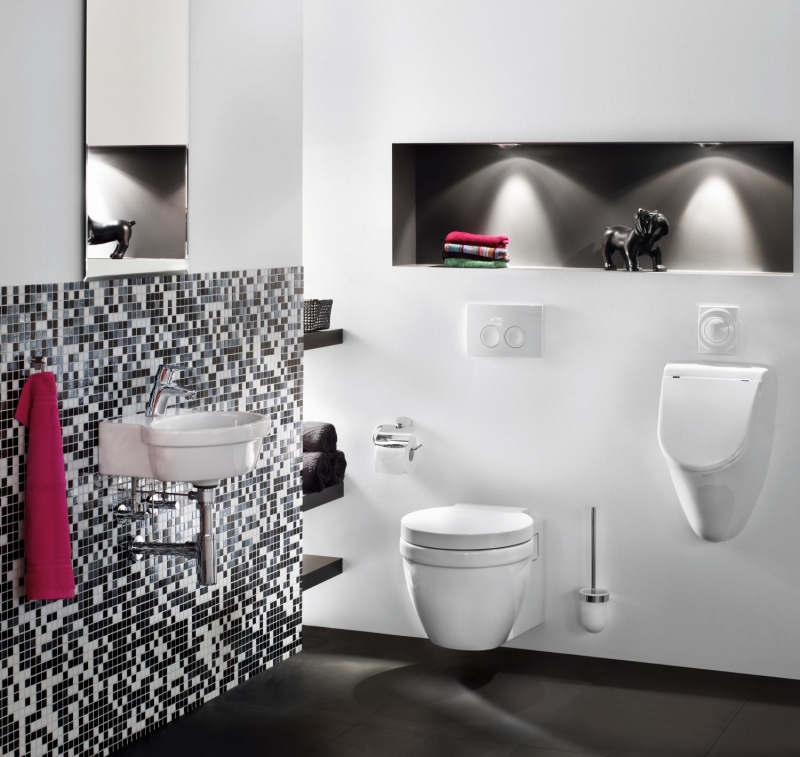 Muestra de mano mosaico azulejo vidrio pared azulejo baño azulejo ducha splashback azulejo blanco gris negro MOS52-0302_m