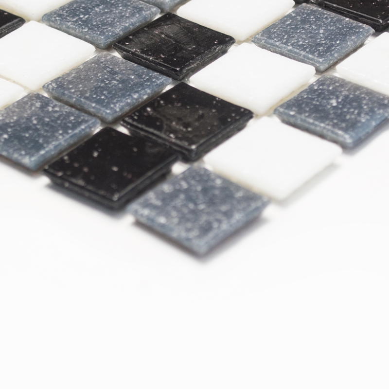 Muestra de mano mosaico azulejo vidrio pared azulejo baño azulejo ducha splashback azulejo blanco gris negro MOS52-0302_m