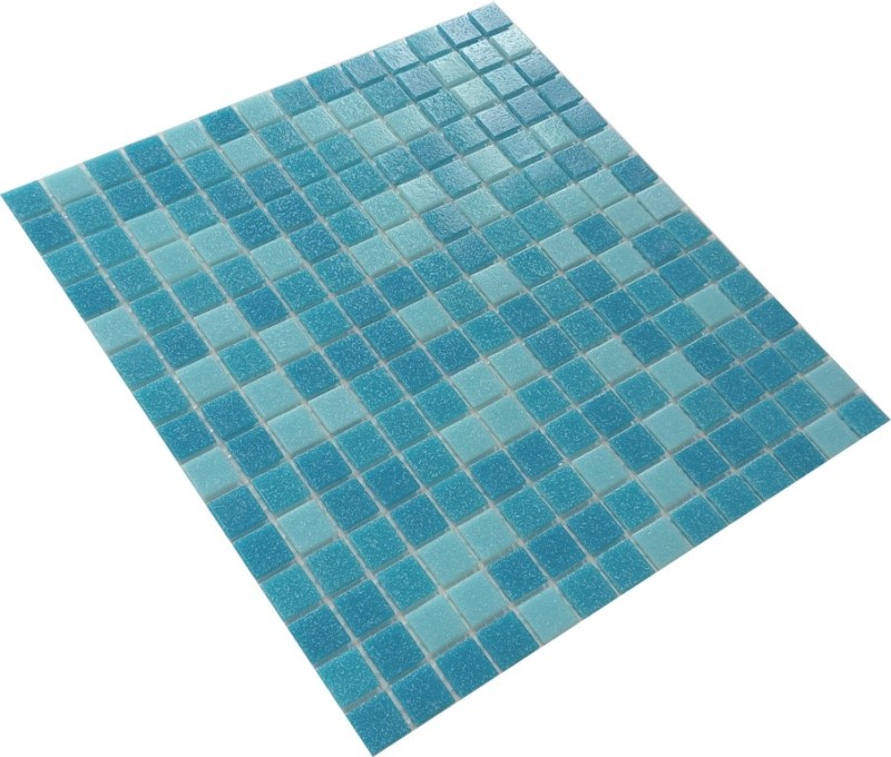 Muestra de mano piscina mosaico piscina mosaico azulejo vidrio azul claro azul papel pegado MOS52-0402_Papier_m
