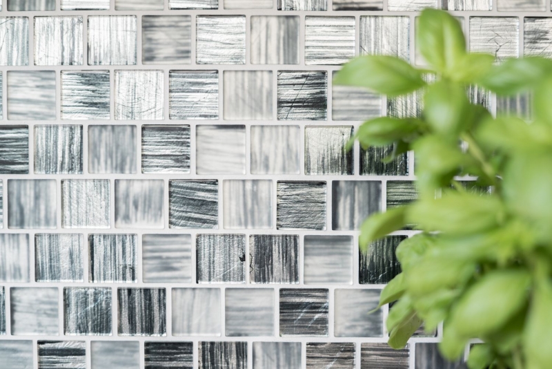 Muestra de mano mosaico mosaico de vidrio translúcido Estructura de cristal negro claro esmerilado MOS68-CF41_m