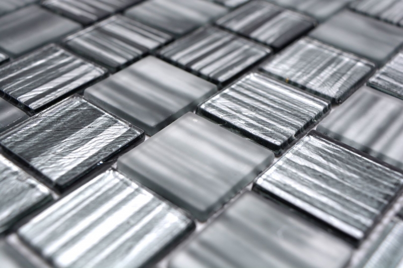 Muestra de mano mosaico mosaico de vidrio translúcido Estructura de cristal negro claro esmerilado MOS68-CF41_m