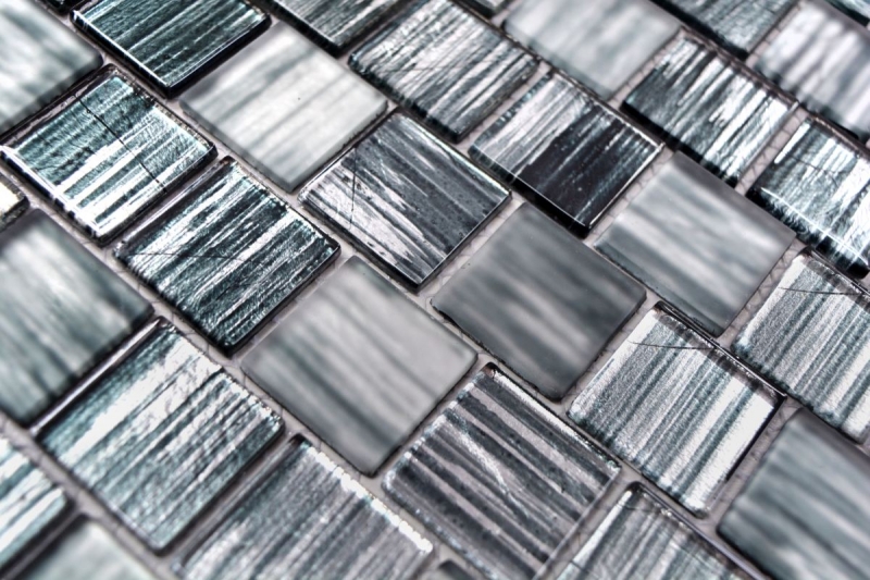 Muestra de mano mosaico mosaico de vidrio translúcido Estructura de cristal negro claro esmerilado MOS68-CF41_m