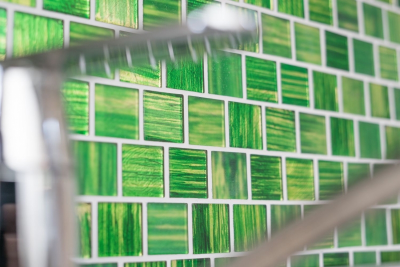 Muestra de mano mosaico mosaico de vidrio translúcido Estructura de cristal verde claro esmerilado MOS68-CF43_m