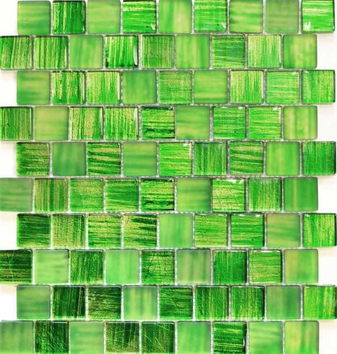 Muestra de mano mosaico azulejo Mosaico de vidrio translúcido Estructura de cristal verde claro esmerilado MOS78-CF83_m