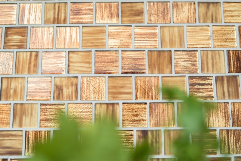Muestra de mano mosaico azulejo Mosaico de vidrio translúcido Estructura de cristal marrón claro esmerilado MOS78-CF85_m