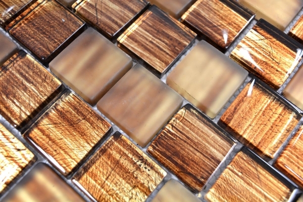 Muestra de mano mosaico azulejo Mosaico de vidrio translúcido Estructura de cristal marrón claro esmerilado MOS78-CF85_m