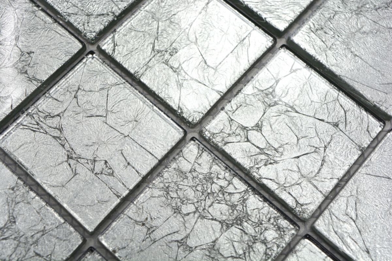 Muestra de mano azulejo mosaico Mosaico de vidrio translúcido Estructura de plata cristal BAÑO WC Cocina PARED MOS68-4SB21_m