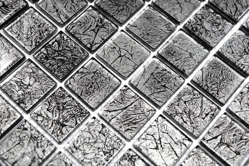Muestra de mano mosaico azulejo Mosaico de vidrio translúcido Estructura de cristal negro MOS63-CM-4BL12_m