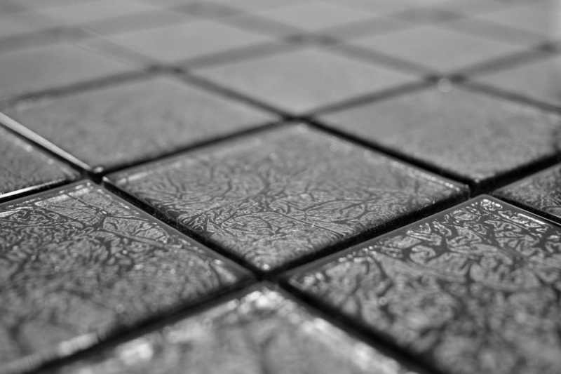 Muestra de mano mosaico azulejo Mosaico de vidrio translúcido Estructura de cristal negro MOS126-CM4BL22_m