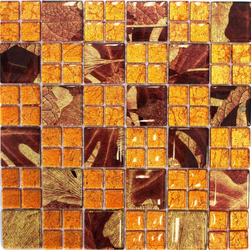 Muestra de mano mosaico azulejo Mosaico de vidrio combinado translúcido Crystal Sunrise naranja MOS88-8SRO_m