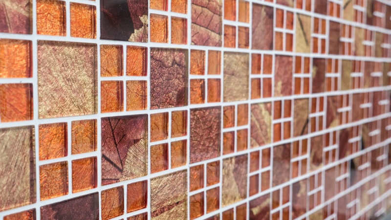 Muestra de mano mosaico azulejo Mosaico de vidrio combinado translúcido Crystal Sunrise naranja MOS88-8SRO_m