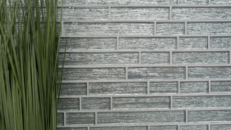 Muestra de mano mosaico azulejo Mosaico de vidrio compuesto translúcido Crystal Chic plata MOS86-8CSV_m