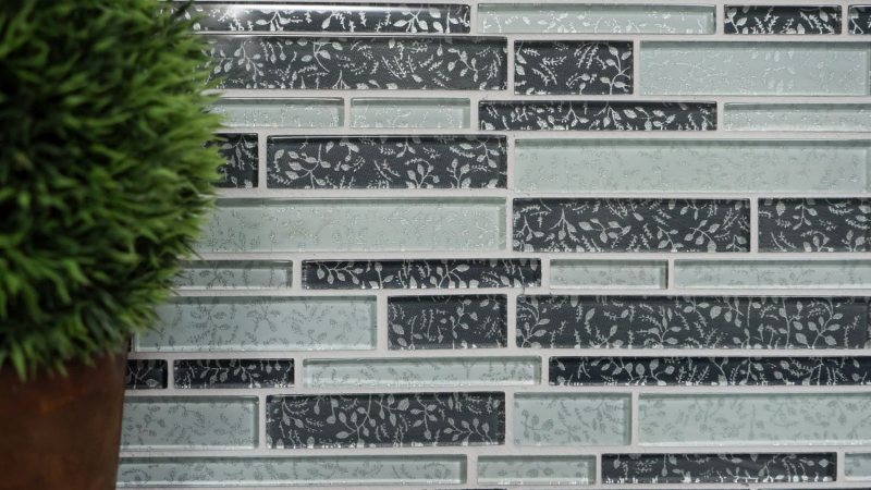 Muestra de mano mosaico azulejo translúcido blanco gris compuesto mosaico de vidrio Crystal Chic Flores MOS86-8CFL_m