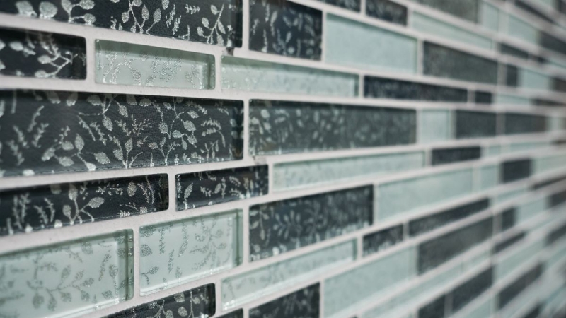 Muestra de mano mosaico azulejo translúcido blanco gris compuesto mosaico de vidrio Crystal Chic Flores MOS86-8CFL_m