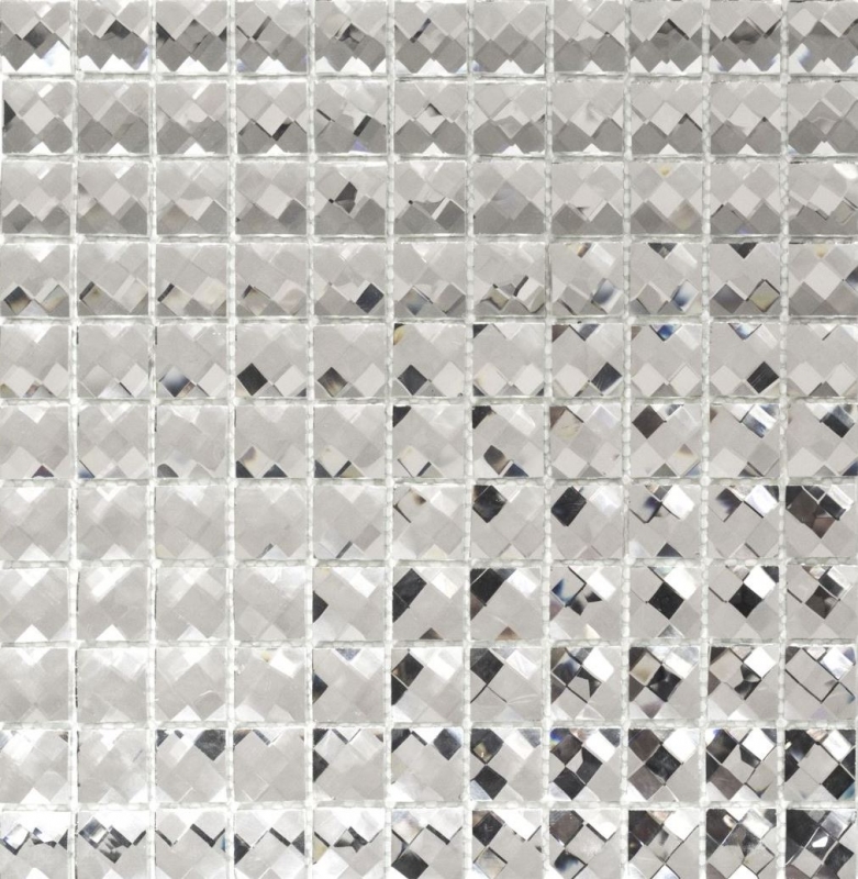 Muestra de mano mosaico azulejo cristal translúcido cristal mosaico cristal brillo plata MOS130-0208_m