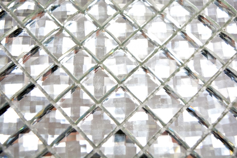 Muestra de mano mosaico azulejo cristal translúcido cristal mosaico cristal brillo plata MOS130-0208_m