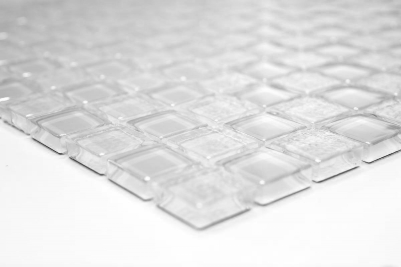 Muestra de mano mosaico azulejo Azulejo espejo translúcido blanco Mosaico de vidrio Cristal lustre blanco MOS88-8LU90_m