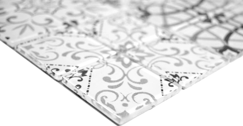 Muestra de mano retro vintage mosaico azulejo mosaico de vidrio gris translúcido Cristal ALEMANIA MOS68-Retro-G_m