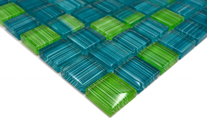 Muestra de mano mosaico azulejo Translúcido línea verde Mosaico de vidrio Cristal línea verde MOS74-0509_m