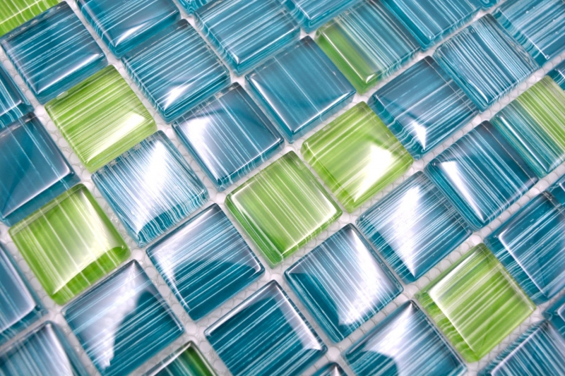Muestra de mano mosaico azulejo Translúcido línea verde Mosaico de vidrio Cristal línea verde MOS74-0509_m
