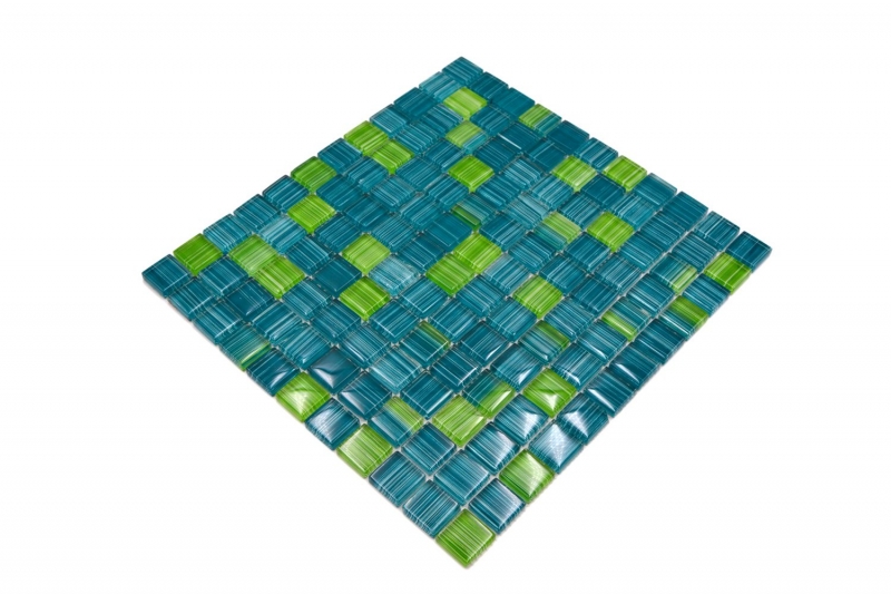 Muestra de mano mosaico azulejo Translúcido línea verde Mosaico de vidrio Cristal línea verde MOS74-0509_m