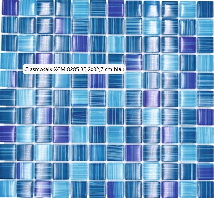 Muestra de mano mosaico azulejo Mosaico de vidrio azul translúcido Azul cristal MOS74-0409_m
