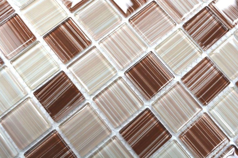 Muestra de mano mosaico azulejo Translúcido streaky beige Mosaico de vidrio Cristal streaky beige MOS64-1209_m