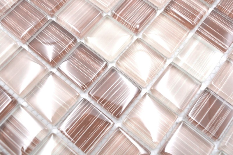 Muestra de mano mosaico azulejo Translúcido streaky beige Mosaico de vidrio Cristal streaky beige MOS74-1209_m