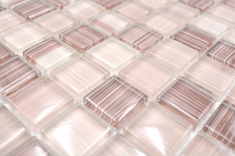 Muestra de mano mosaico azulejo Translúcido streaky beige Mosaico de vidrio Cristal streaky beige MOS74-1209_m
