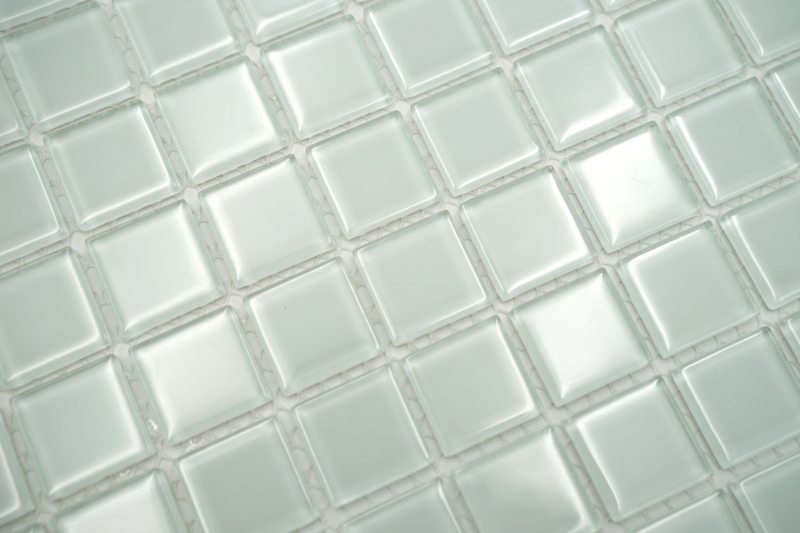 Muestra de mano mosaico azulejo Translúcido blanco con tinte verde Mosaico de vidrio Cristal BAD WC MOS60-0102_m