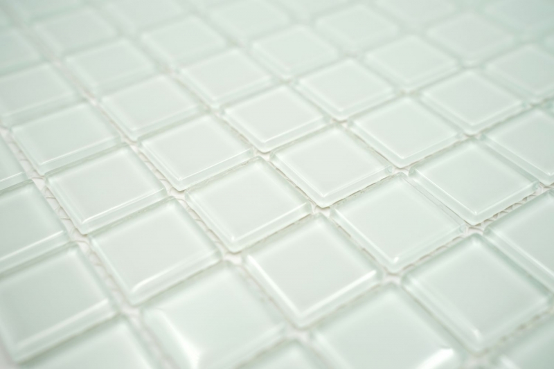 Muestra de mano mosaico azulejo Translúcido blanco con tinte verde Mosaico de vidrio Cristal BAD WC MOS60-0102_m