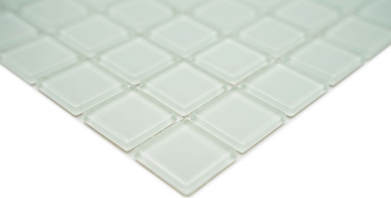 Muestra de mano mosaico azulejo mosaico de vidrio blanco translúcido Cristal blanco mate esmerilado MOS60-0111_m