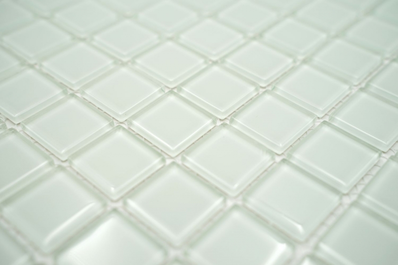Muestra de mano mosaico azulejo mosaico de vidrio blanco translúcido Cristal blanco mate esmerilado MOS60-0111_m
