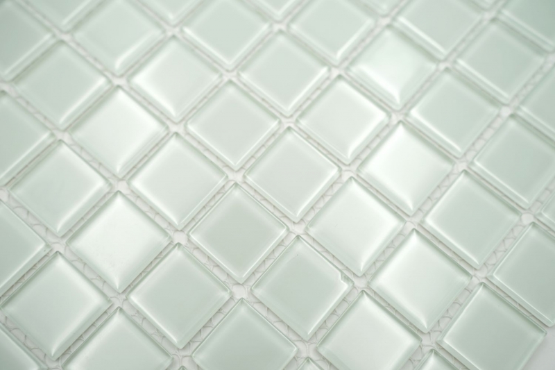 Muestra de mano mosaico azulejo mosaico de vidrio blanco translúcido Cristal blanco mate esmerilado MOS60-0111_m