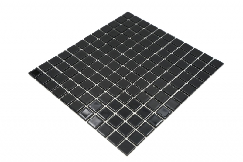 Muestra de mano mosaico azulejo Translúcido negro Mosaico de vidrio Cristal negro MOS60-0304_m