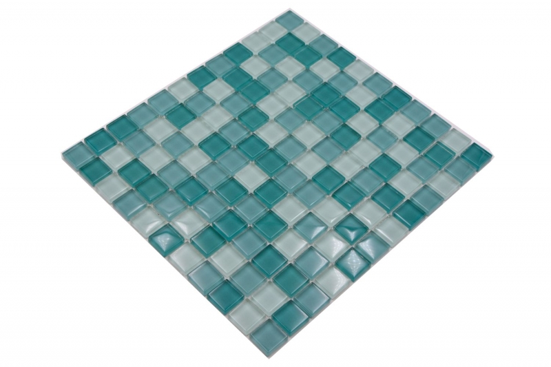 Muestra de mano azulejo mosaico Verde translúcido Mosaico de vidrio Verde cristal BAÑO WC Cocina PARED MOS72-0602_m