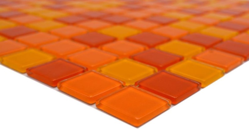 Muestra de mano mosaico azulejo Translúcido amarillo naranja rojo Mosaico de vidrio Cristal amarillo naranja rojo MOS62-0802_m