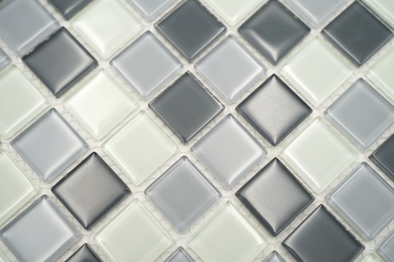 Muestra de mano azulejo mosaico Gris translúcido Mosaico de vidrio Gris cristal BAÑO WC Cocina PARED MOS62-0204_m