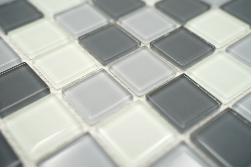 Muestra de mano azulejo mosaico Gris translúcido Mosaico de vidrio Gris cristal BAÑO WC Cocina PARED MOS62-0204_m