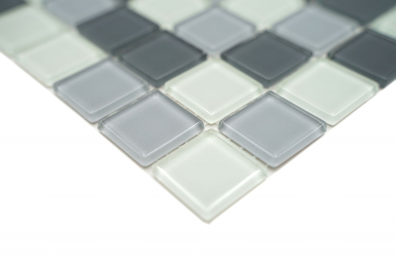 Muestra de mano azulejo mosaico Gris translúcido Mosaico de vidrio Gris cristal BAÑO WC Cocina PARED MOS62-0204_m
