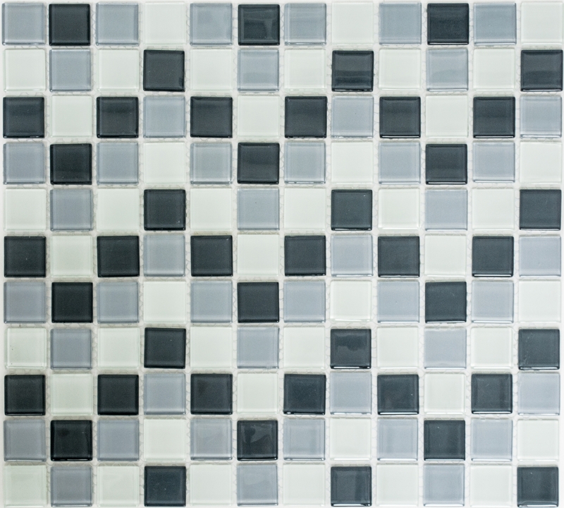 Muestra de mano azulejo mosaico Gris translúcido Mosaico de vidrio Gris cristal BAÑO WC Cocina PARED MOS62-0204_m