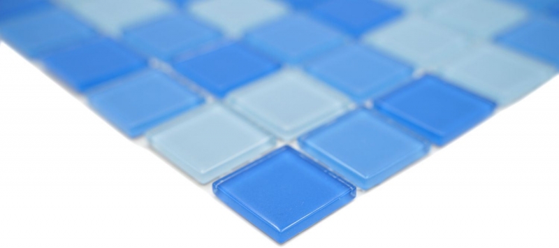 Muestra de mano mosaico azulejo Translúcido azul claro Mosaico de vidrio Cristal azul claro BAÑO WC Cocina PARED MOS62-0404_m