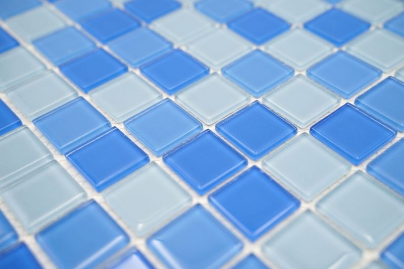Muestra de mano mosaico azulejo Translúcido azul claro Mosaico de vidrio Cristal azul claro BAÑO WC Cocina PARED MOS62-0404_m