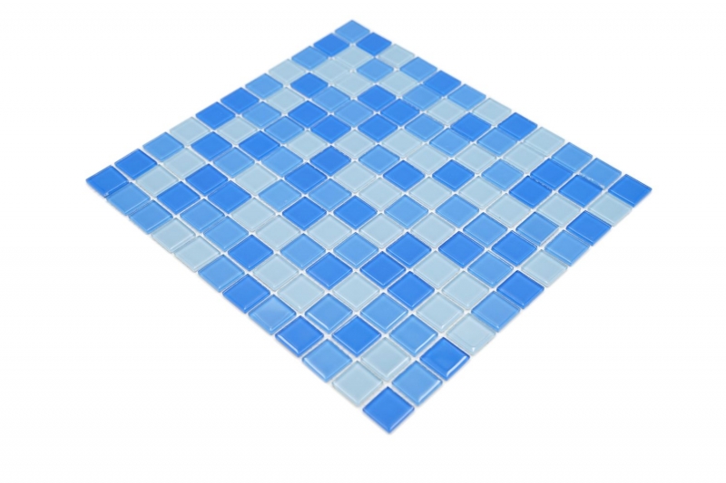 Muestra de mano mosaico azulejo Translúcido azul claro Mosaico de vidrio Cristal azul claro BAÑO WC Cocina PARED MOS62-0404_m