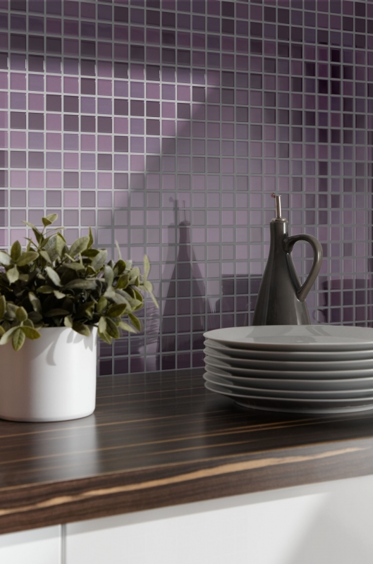 Muestra de mano azulejo mosaico Translúcido púrpura Mosaico de vidrio Cristal púrpura BAÑO WC Cocina PARED MOS62-1104_m